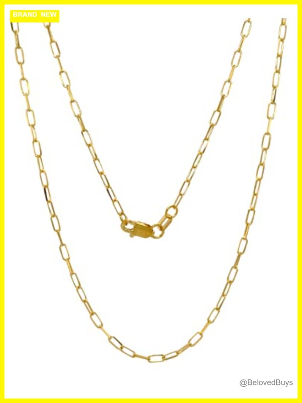 14K Solid Gold Cable Chain Necklace 1.7mm Lobster Clasp 24in
